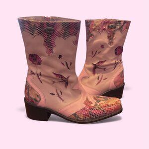 Buffalo London Pink Floral Cowboy Boots – Size EU 39 / US 8.5